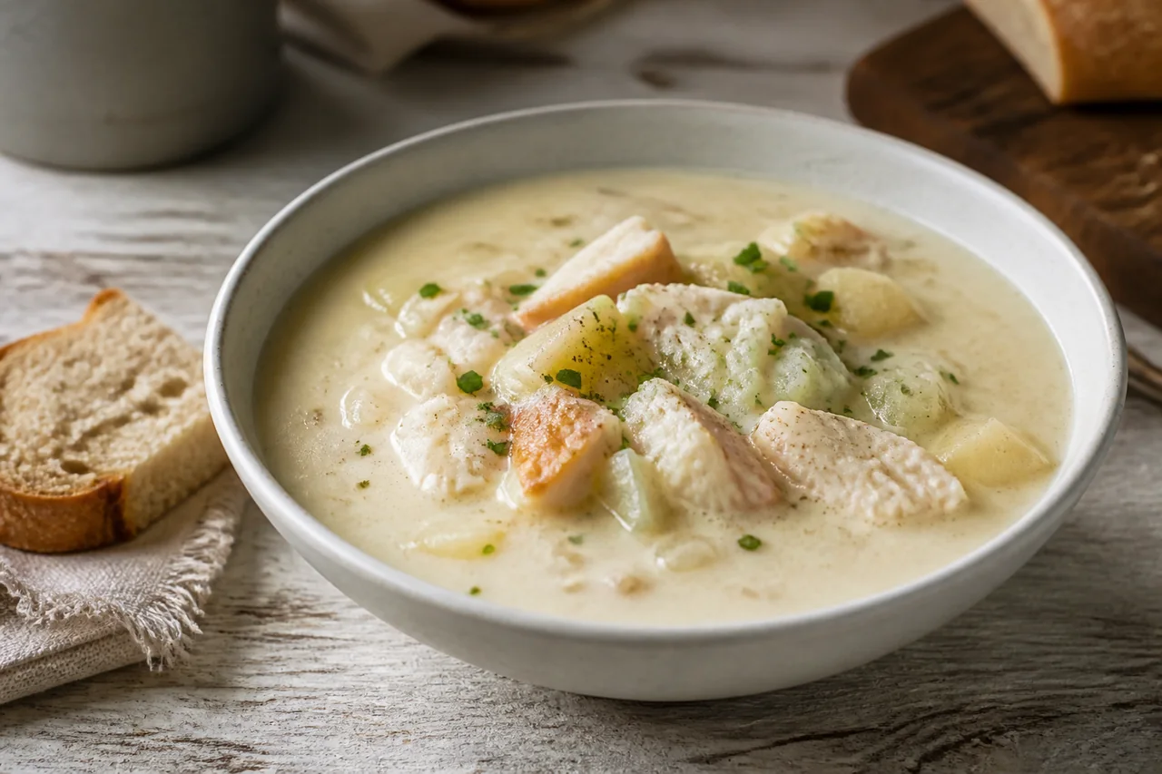 Cullen skink cremoso com peixe defumado, batata e ervas